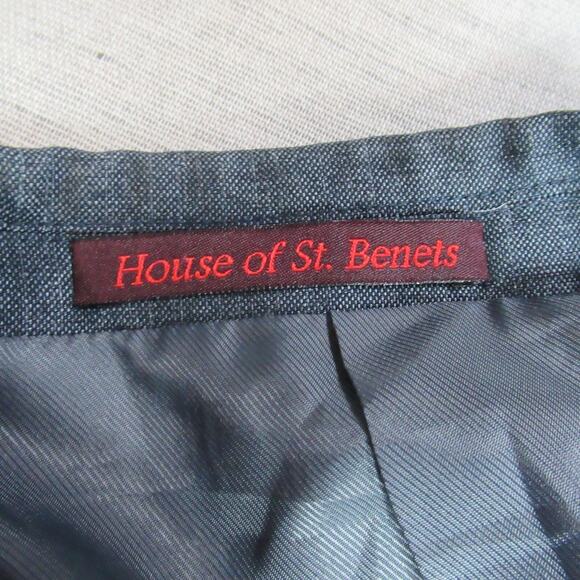 House Of St Benets Blazer Mens 38S/31W Blue Gray 2 Button Slim Coat Suit Jacket - Picture 2 of 14